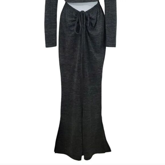 Almost Famous 2 PC Jersey Knit Crop Top and Ruched Flare Pants Size Small - Picture 6 of 9